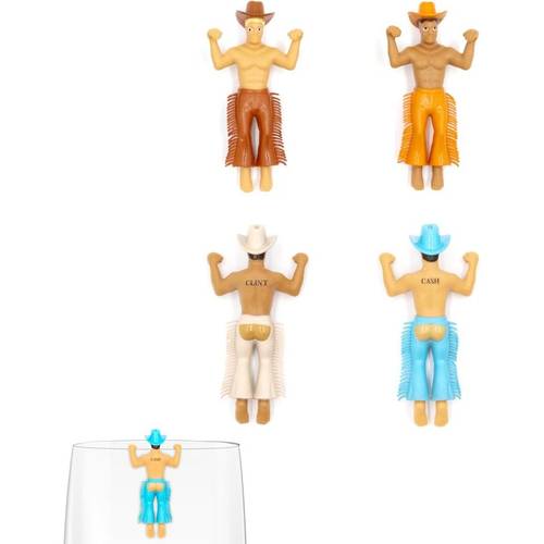 bachelorette party drink markers fun cowboy glass charms for set of 6