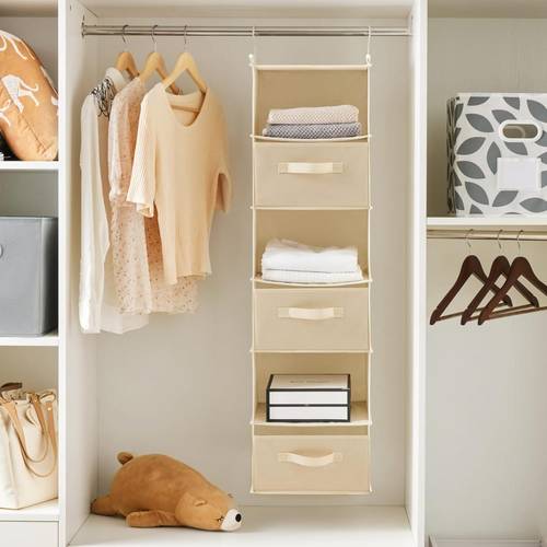 1 set 6 tier shelf hanging closet organizer closet hanging shelf with 2 sturdy hooks for storage 6 shelf over the door hanging organizer 6 pocket over the door wall mount storage foldable ideal for wardrobe under bed bathroom closet bedroom