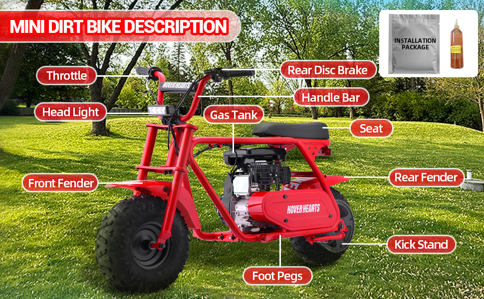 99cc 4-stroke Adult Mini Bike For Explorers, Gasoline-powered Mini Off-road Bike MotocrossUtility Motorcycle,with LED Headlight, Up to34.5KM/H, Max 200LBS,Offroad Vehicle, Adventure Seekers, Motorcycle Lovers