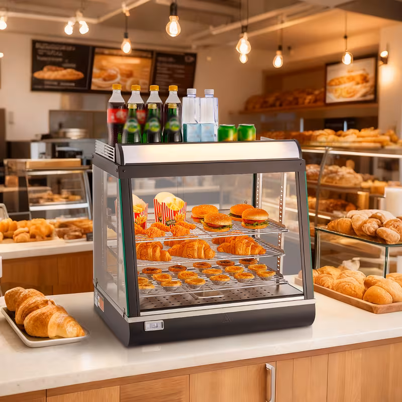 3 tier commercial food warmer display 1200w food display warmer with led light top storage and adjustable shelves 86 185 steam heating 75l for hamburger pizza bread fried chicken Product details 2