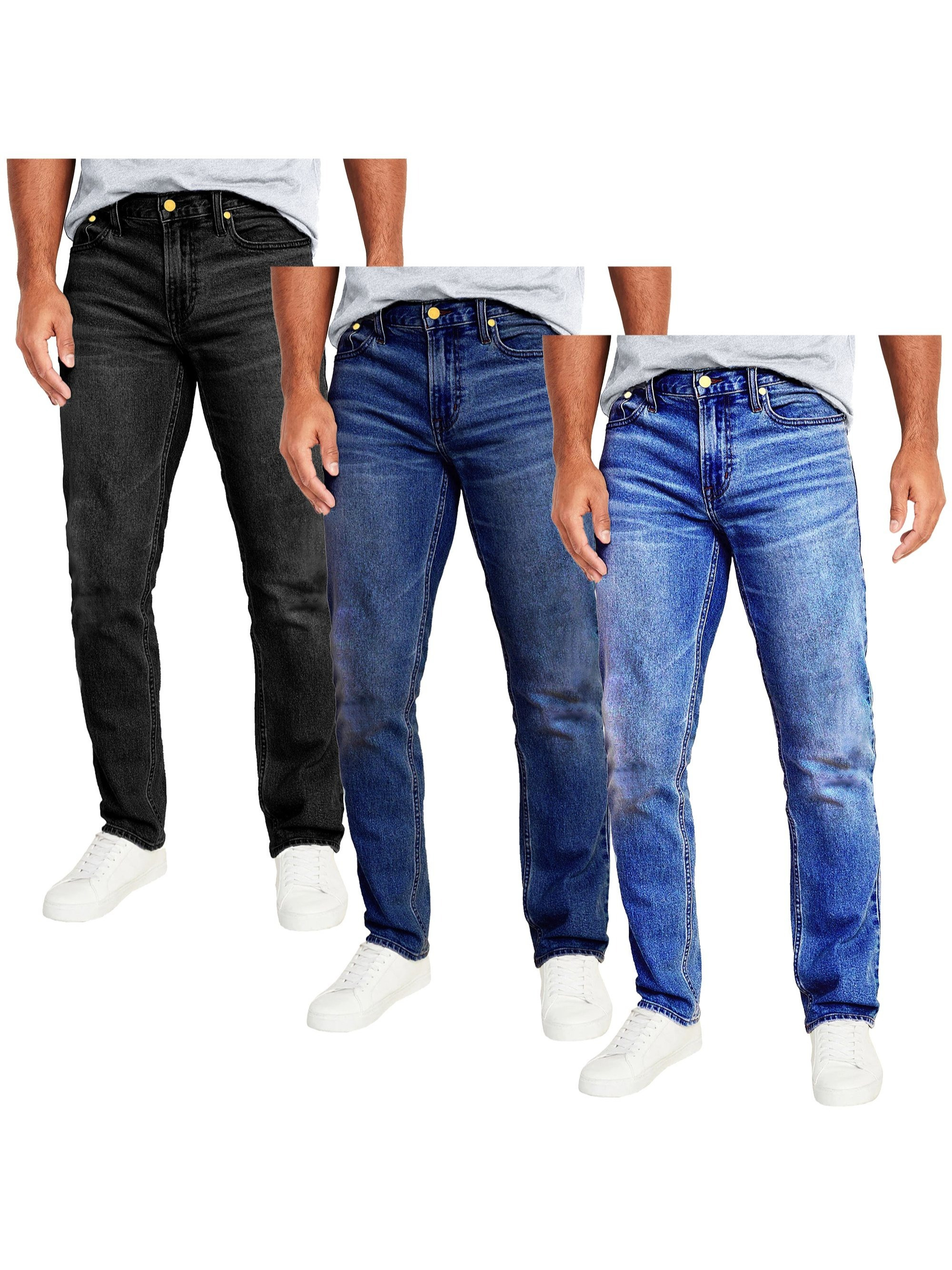 3 pack mens flex stretch   straight jeans