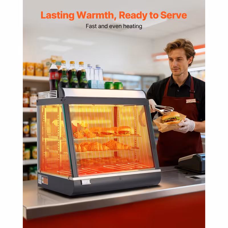 3 tier commercial food warmer display 1200w food display warmer with led light top storage and adjustable shelves 86 185 steam heating 75l for hamburger pizza bread fried chicken Product details 3