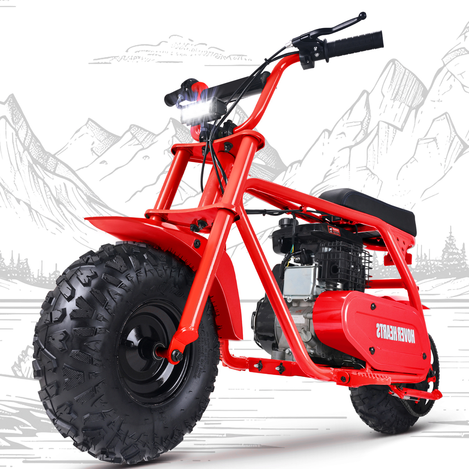 99cc 4-stroke Adult Mini Bike For Explorers, Gasoline-powered Mini Off-road Bike MotocrossUtility Motorcycle,with LED Headlight, Up to34.5KM/H, Max 200LBS,Offroad Vehicle, Adventure Seekers, Motorcycle Lovers - Image 3