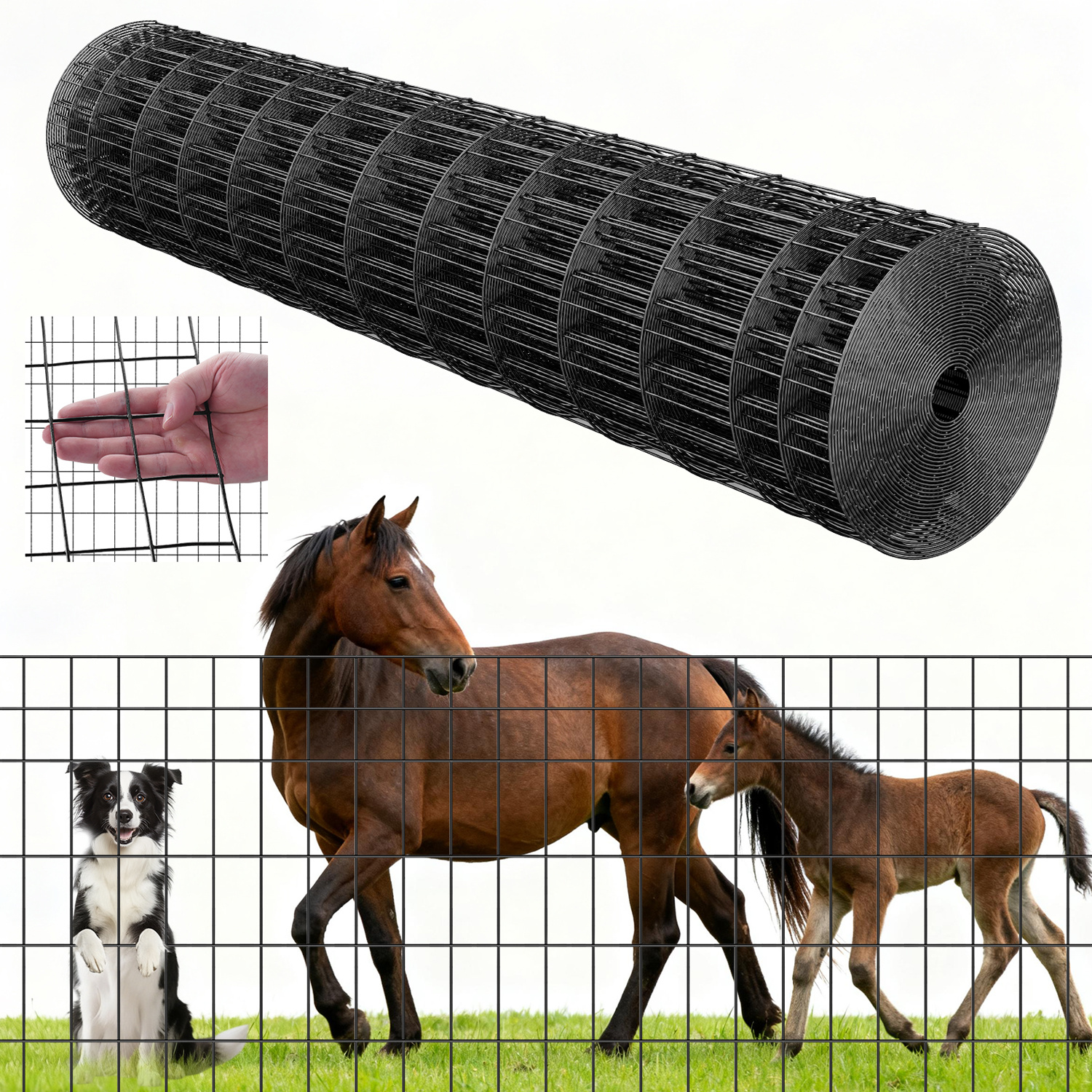 TEMU Vevor Farm Fence, 48 50 Ft, In Mesh 14 Gauge Galvanized Steel Wire Fencing For Cattle, & Sheep, Heavy Duty Vinyl Coated Livestock Fence For