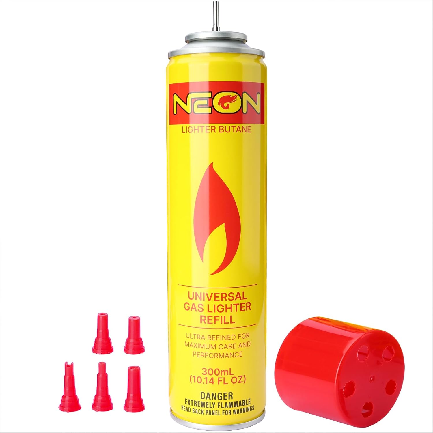 TEMU Fuel Refill, 300ml Ultra Lighter Fluid, Premium 99.999% Pure Butane Gas With Metal Nozzle And 5 Butane Adapter Tips For , Kitchen Torches,