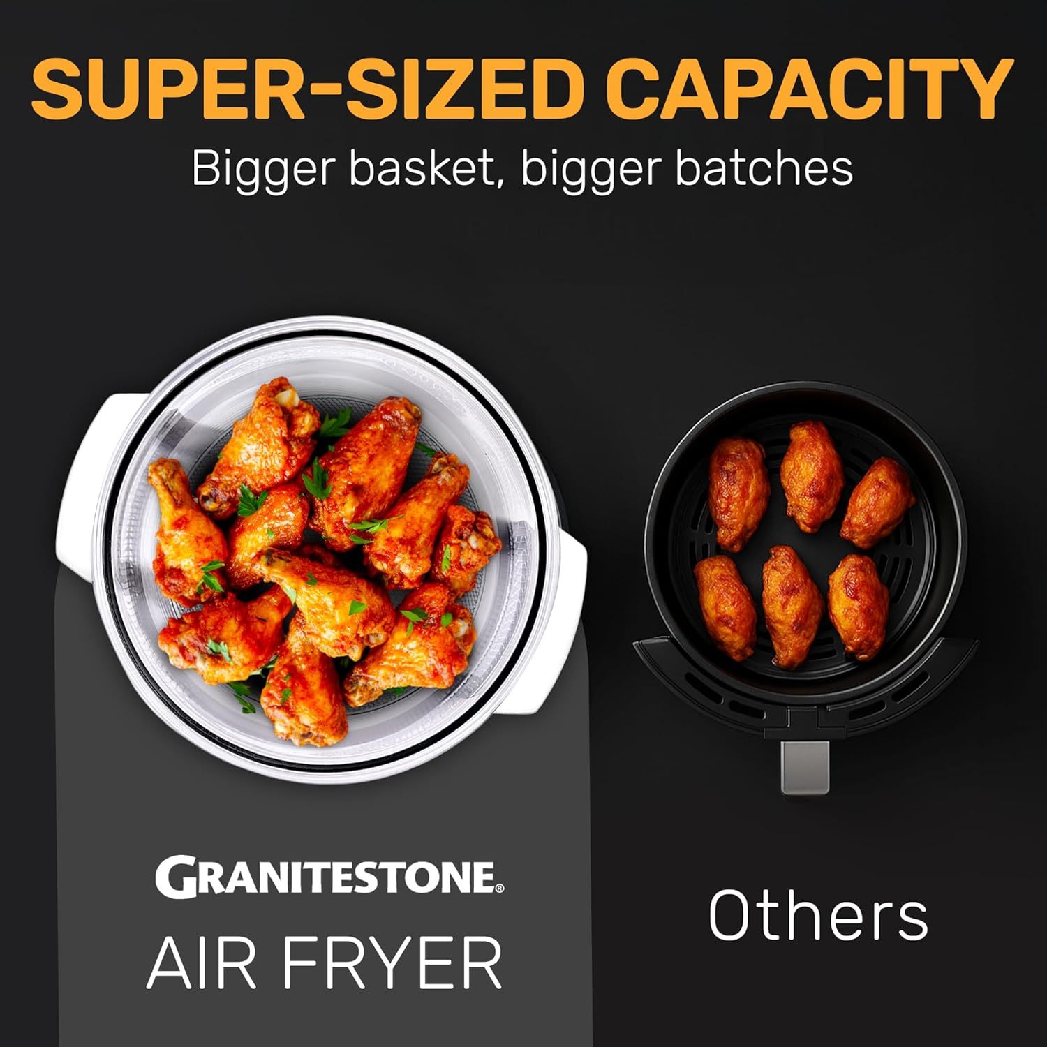 16qt extra large glass air fryer non toxic family sized 4 in 1 cooker with 3 cooking sections stainless steel racks for   chicken self cleaning dishwasher safe Product details 5