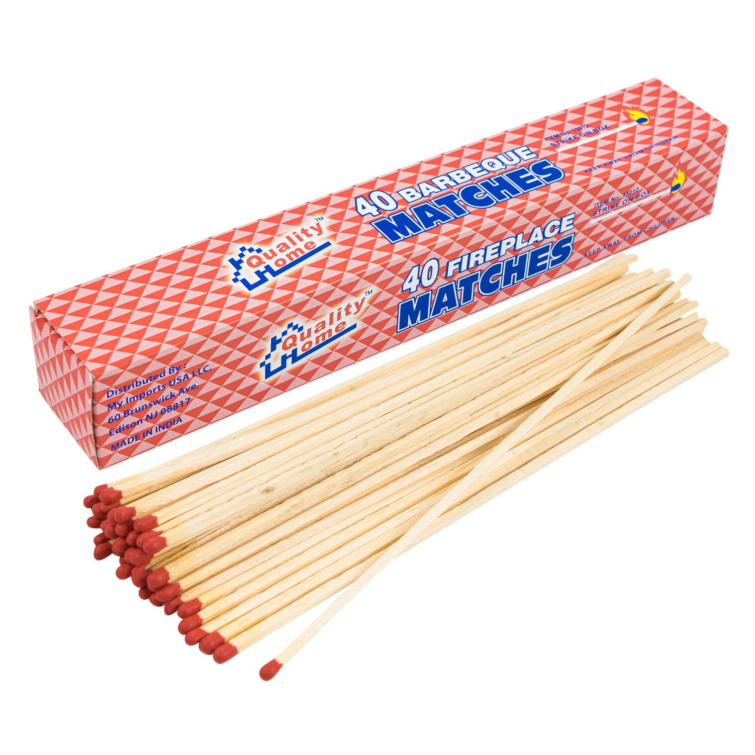 TEMU 11" Long Wooden Fireplace Matches, Long Reach , 120 Matches Total By Quality Home - 3 Pack