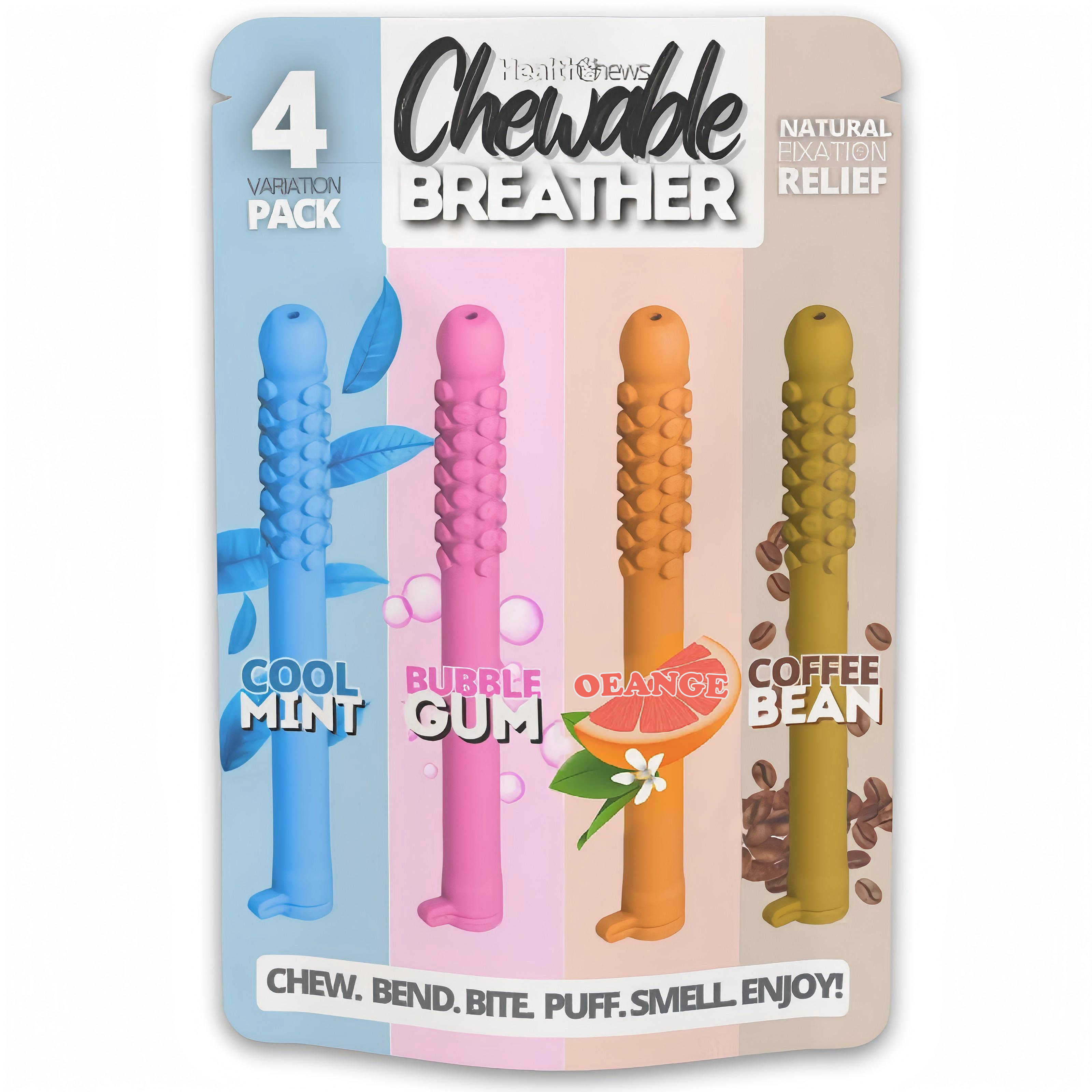 TEMU 4pcs Chewable Breath Sticks With Essential Oils, Relief, Bite-size Portable Design,, Bubble Gum, Orange Bean, Coffee Bean Flavors