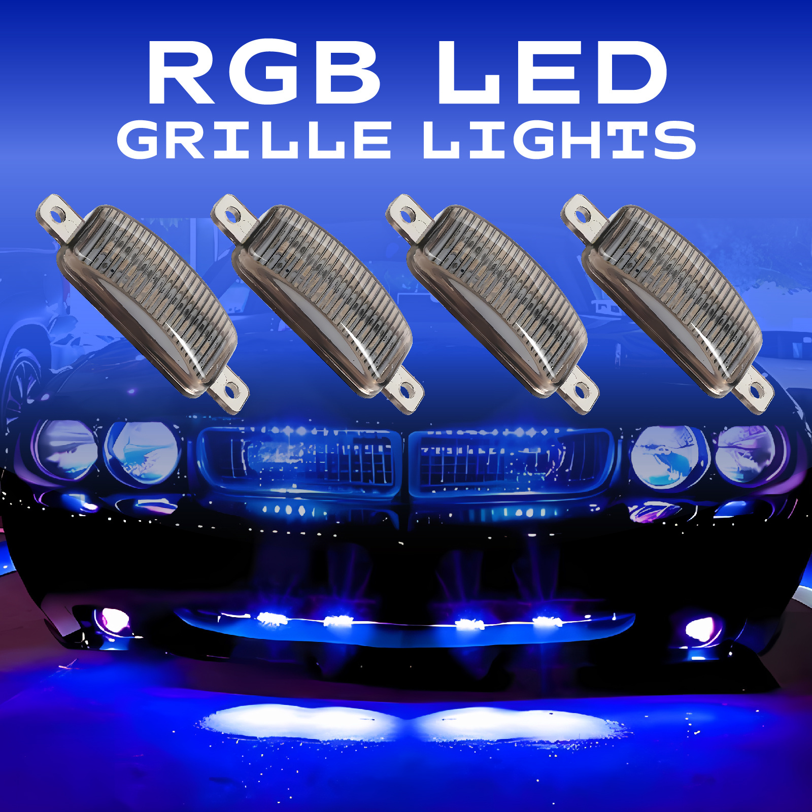 TEMU Off-road Led Grille Light, Smoked Housing Rgb High Brightness Led Light Bar, Emergency Decoration Light For , Tacoma, Raptor, Suv, Utv