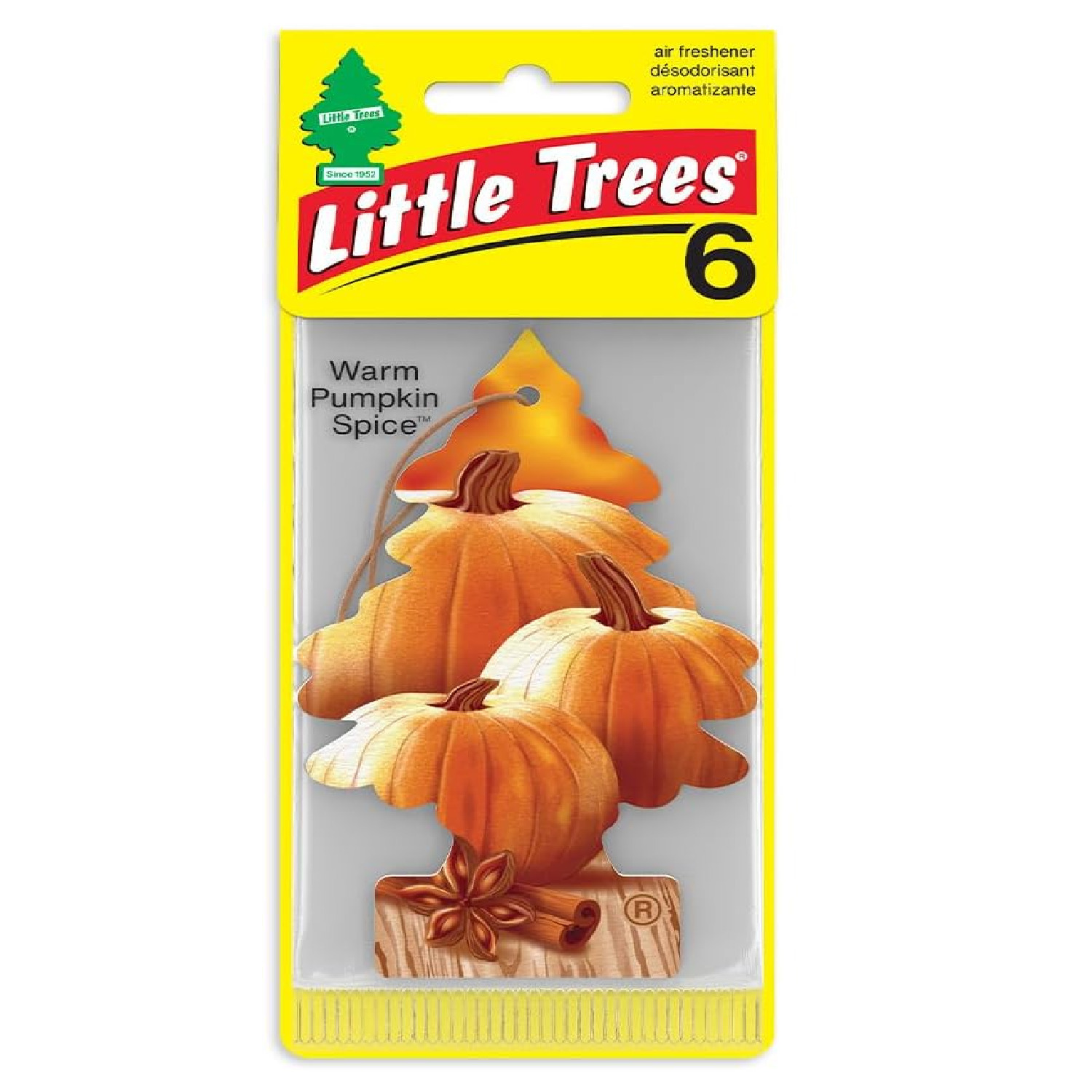TEMU Little Trees Auto Air Freshener, Hanging Card, Warm Pumpkin Spice Fragrance, 6 Pack