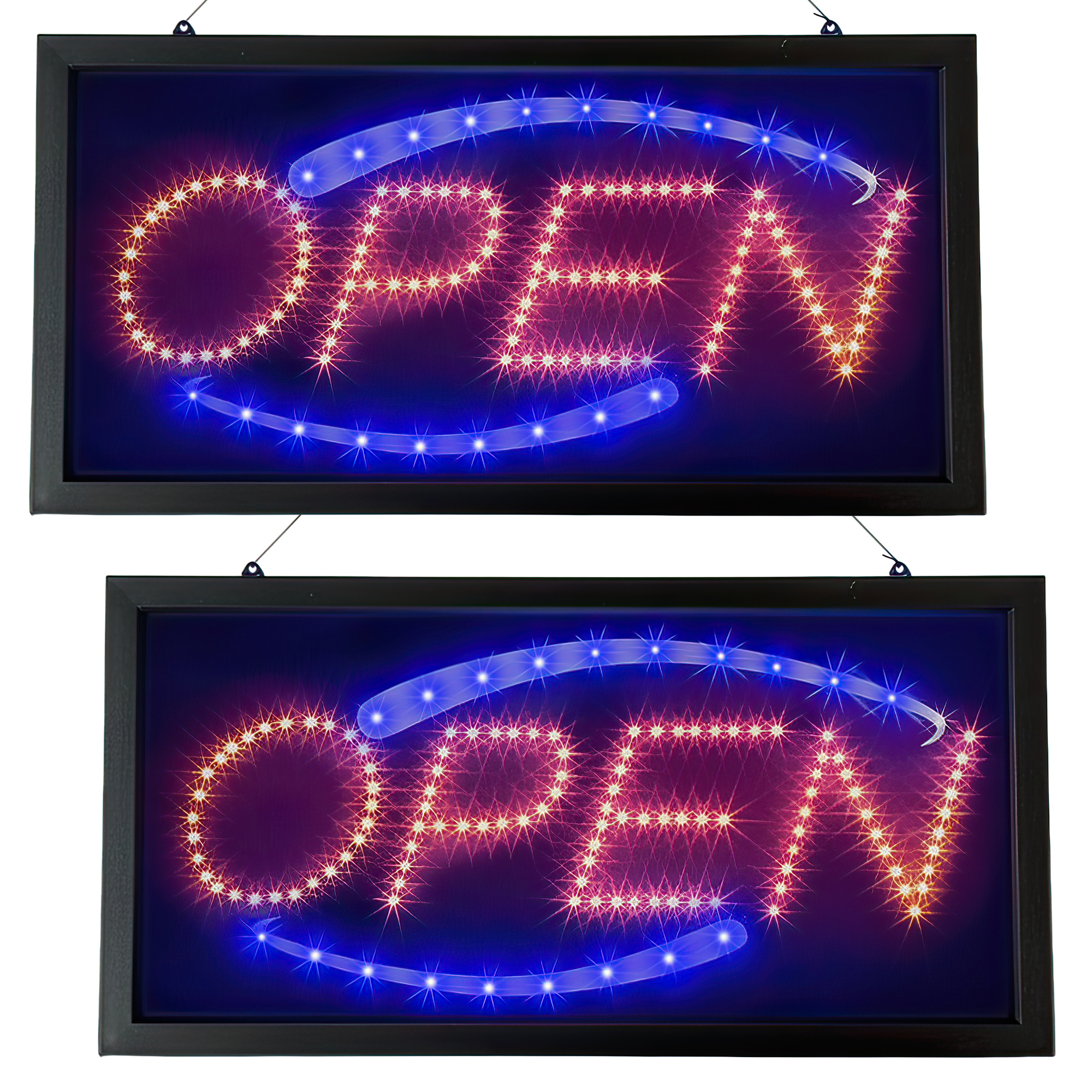 TEMU 2 Pc "large" Flashing- Led Open Sign 19"x10" Bright Neon Light Display Board For Storefront Window, Business, Shop, Bar, Café, Restaurant, Pub,