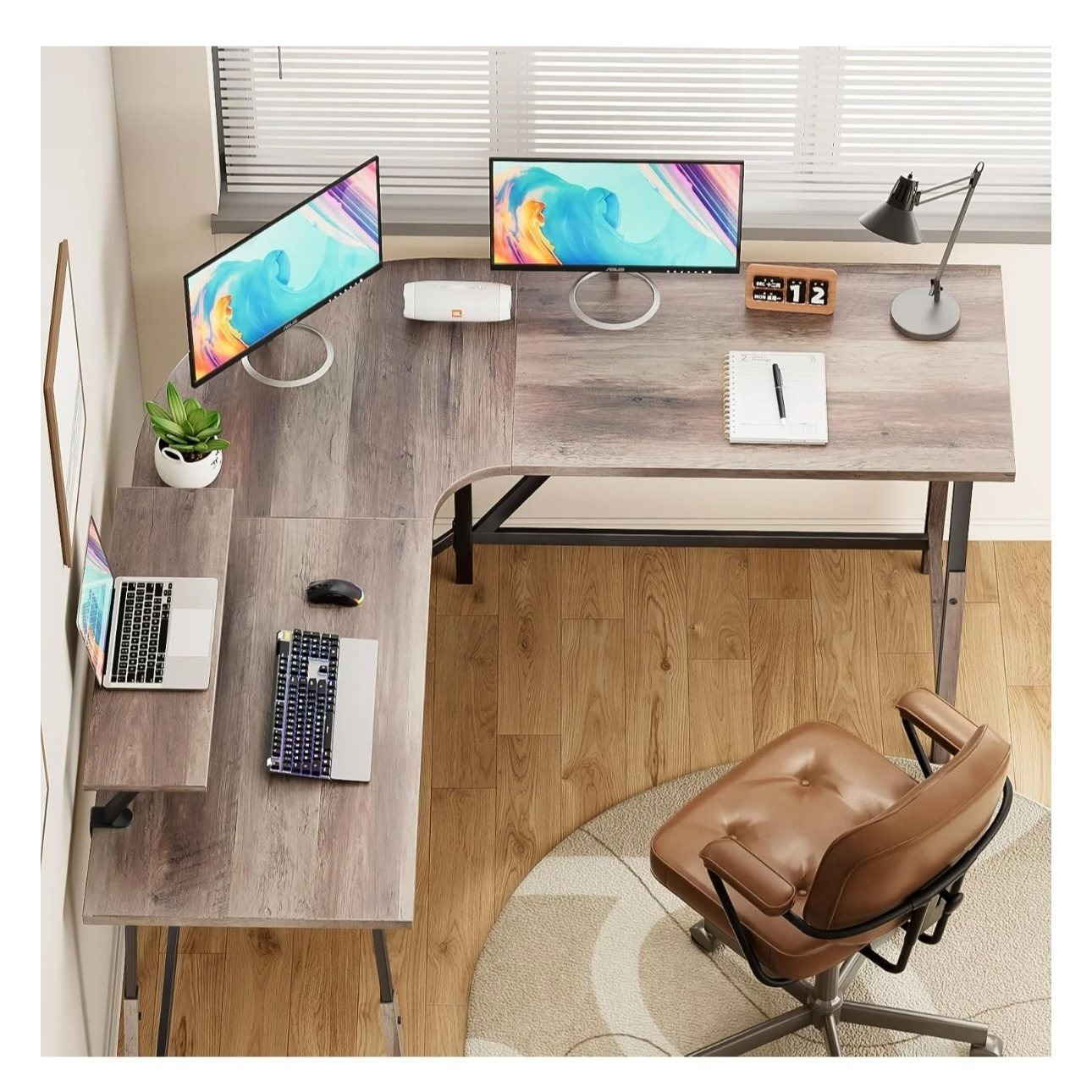 55 l shaped gaming desk ergonomic   with monitor stand computer desk for home office study writing workstation large computer table pc desk