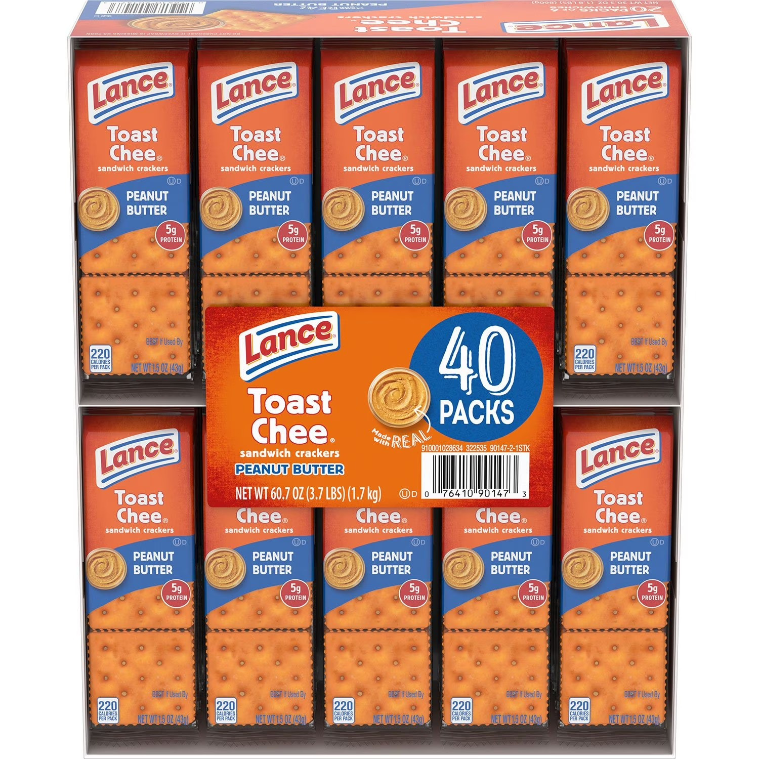 lance   peanut butter crackers 1 52 oz 40 pk convenient package for   40 packs of 1 52 oz packages of crackers 6 crackers in each package