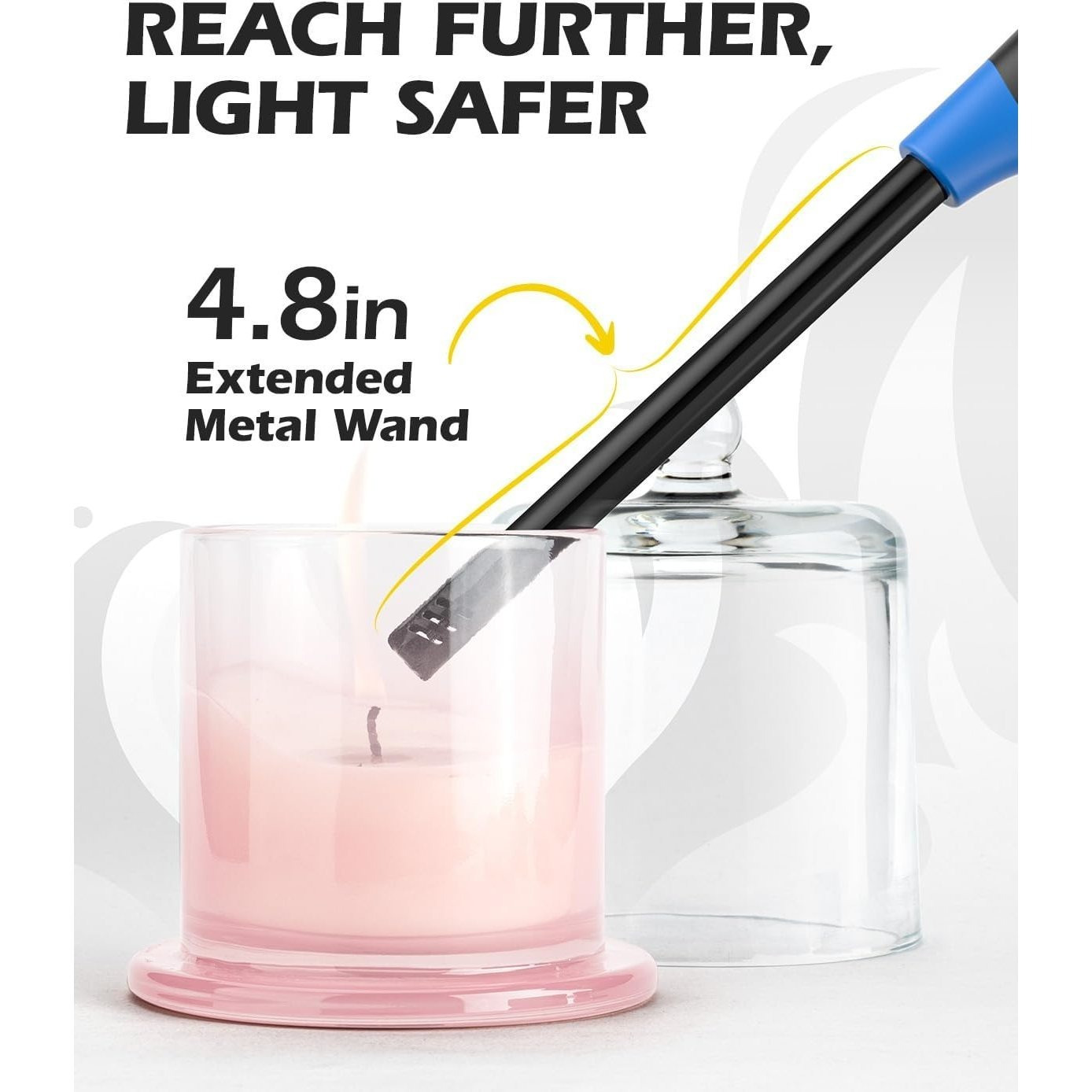 NEON Lighter, Refillable Butane Candle Lighter, 6 Pack Multi-Purpose Reusable Lighters with Long Metal Wand and Adjustable Soft Flame for BBQ, Grill, Stove, Camping, Hiking, Fireplaces, Kitchen