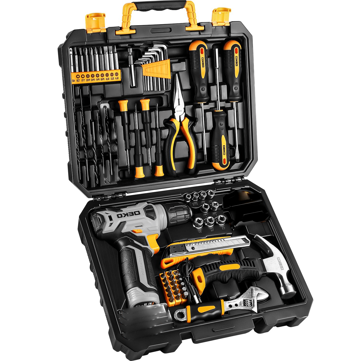 119PCS Power Tool Box Set With 8V Cordless Drill / Driver, Hammer, Wrench, Screwdriver and Utility Knife | All in One Hand Tools kit | Household Tool Set | Electric Drill Tool Kit | for Garden, DIY, Home Repairs | Gifts For Men / Women | Christmas Gift 7 119PCS Power Tool Box Set With 8V Cordless Drill / Driver, Hammer, Wrench, Screwdriver and Utility Knife | All in One Hand Tools kit | Household Tool Set | Electric Drill Tool Kit | for Garden, DIY, Home Repairs | Gifts For Men / Women | Christmas Gift - Image 7
