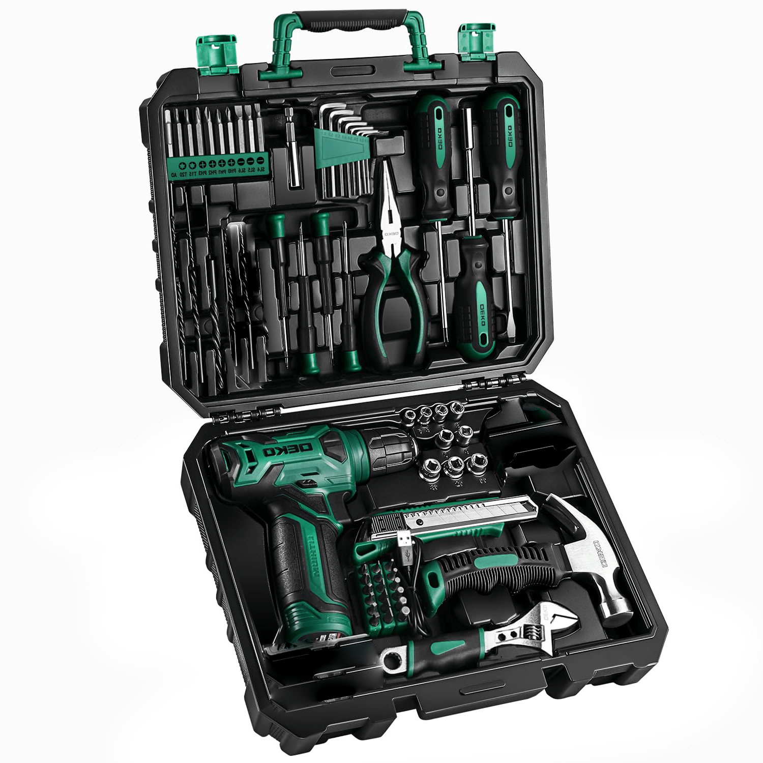 119PCS Power Tool Box Set With 8V Cordless Drill / Driver, Hammer, Wrench, Screwdriver and Utility Knife | All in One Hand Tools kit | Household Tool Set | Electric Drill Tool Kit | for Garden, DIY, Home Repairs | Gifts For Men / Women | Christmas Gift 11 119PCS Power Tool Box Set With 8V Cordless Drill / Driver, Hammer, Wrench, Screwdriver and Utility Knife | All in One Hand Tools kit | Household Tool Set | Electric Drill Tool Kit | for Garden, DIY, Home Repairs | Gifts For Men / Women | Christmas Gift - Image 11