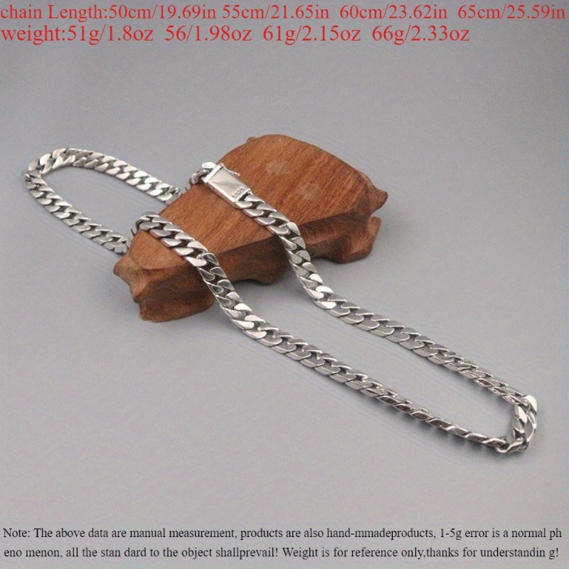 gift   sterling silvery curb link chain necklace for men 8mm width 21 65inch length fashionable   jewelry gift Product details 2