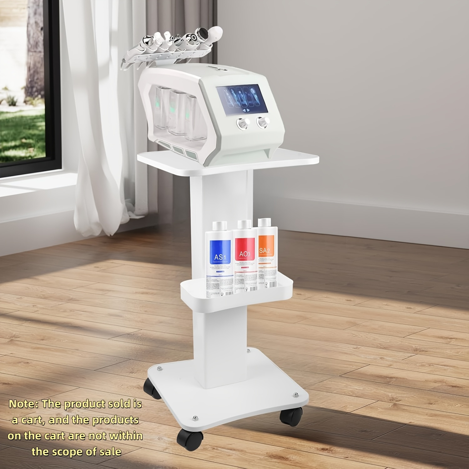 TEMU Esthetician Trolley Cart With Wheels, Rolling Trolley Stand, 3 Tier Beauty Rolling Cart, Load 220lbs, Aluminum Esthetician Machine For Beauty Instrument Storage, White