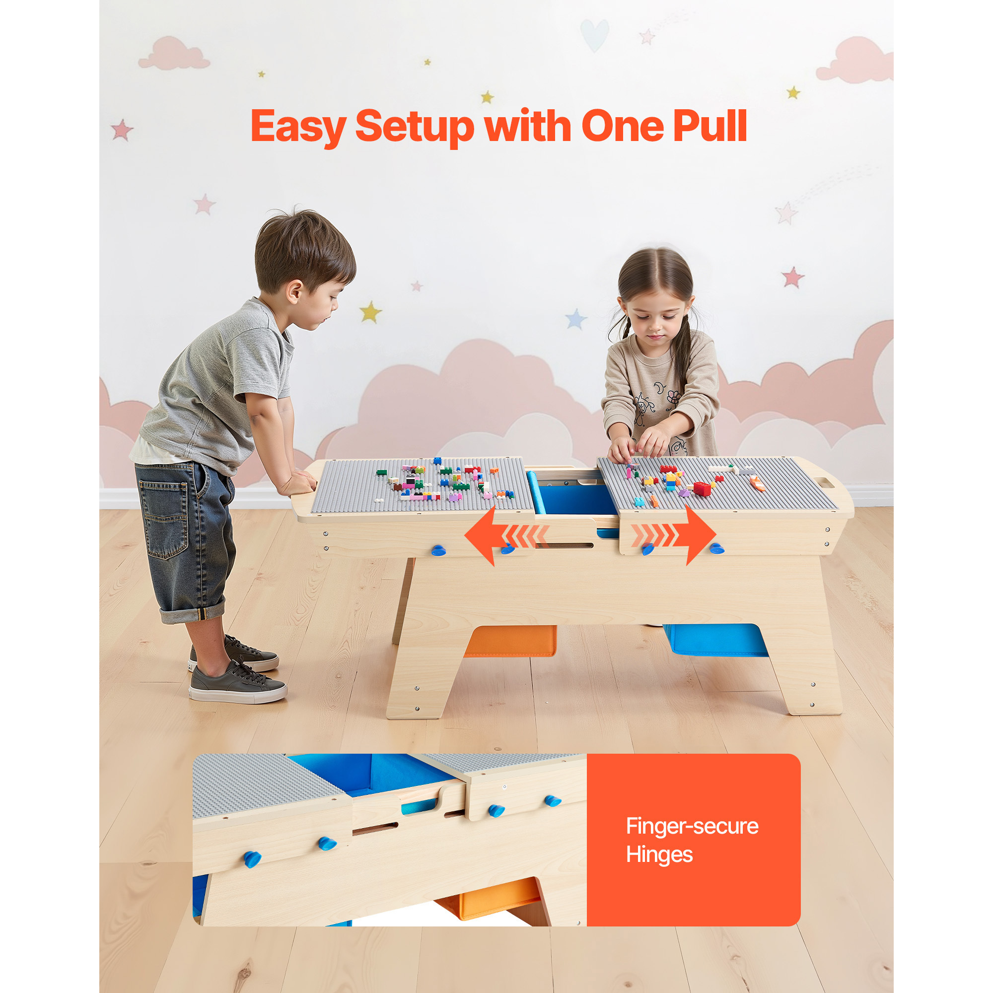 VEVOR Kids Wooden Activity Table 32*24*20inch / 36*19*15inch Multi-Purpose Activity Play Table with Storage