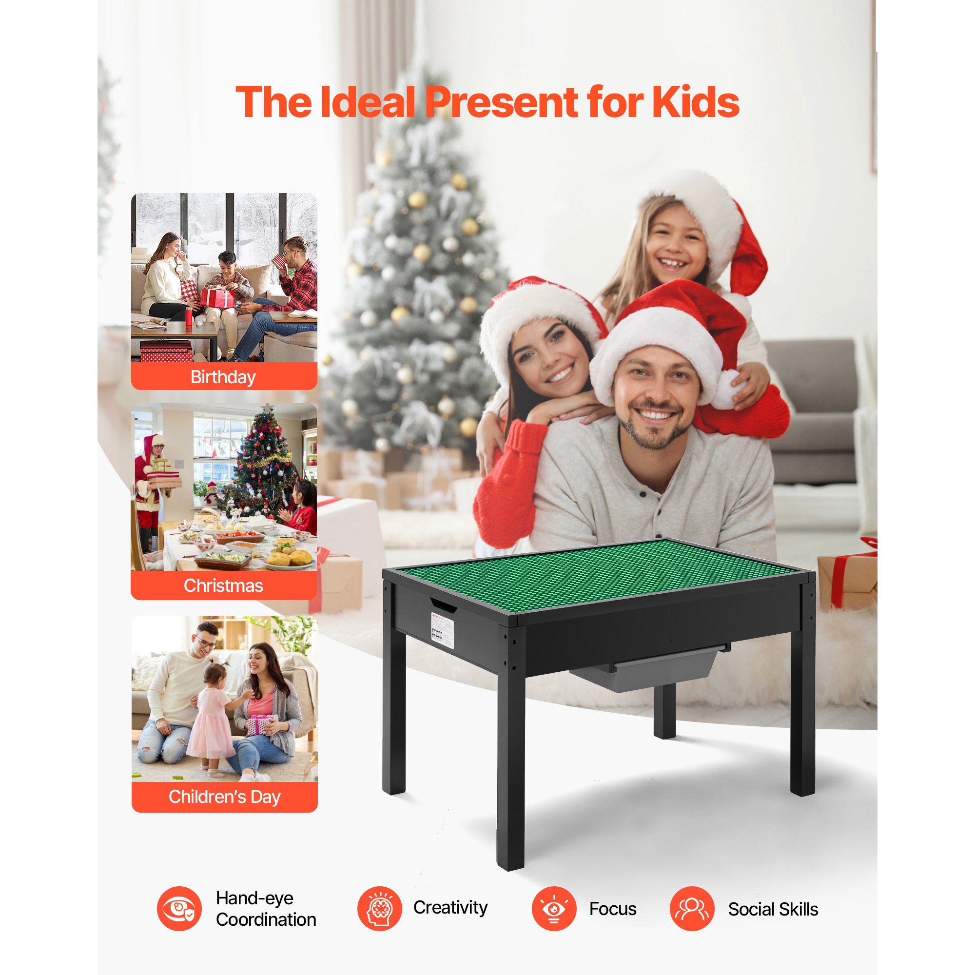 VEVOR Kids Wooden Activity Table 32*24*20inch / 36*19*15inch Multi-Purpose Activity Play Table with Storage