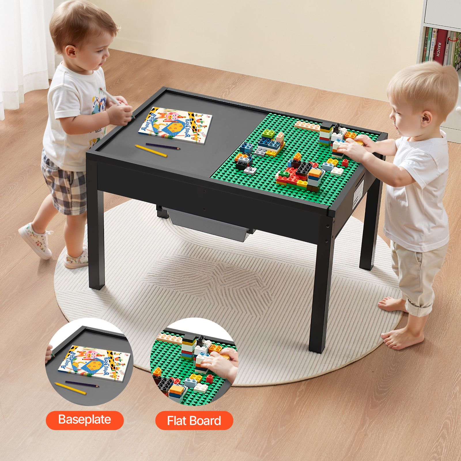 VEVOR Kids Wooden Activity Table 32*24*20inch / 36*19*15inch Multi-Purpose Activity Play Table with Storage