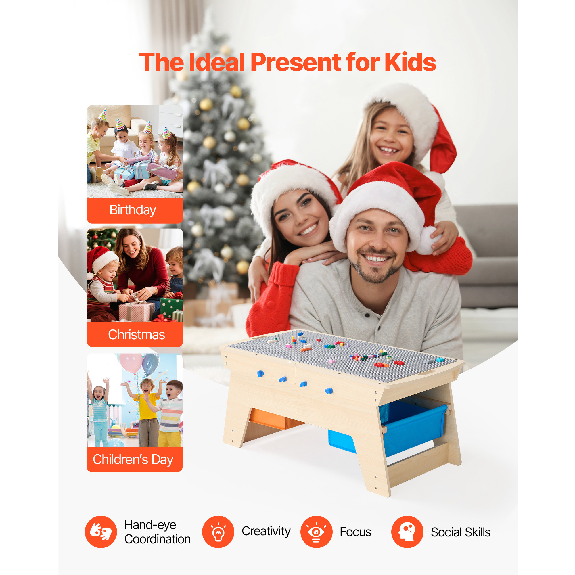 VEVOR Kids Wooden Activity Table 32*24*20inch / 36*19*15inch Multi-Purpose Activity Play Table with Storage
