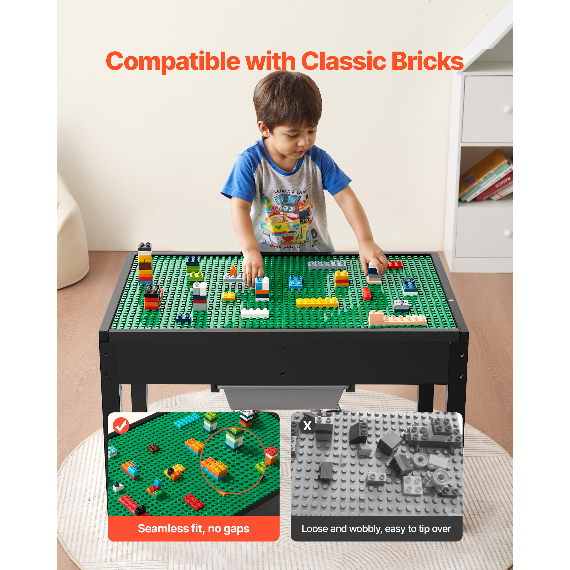 VEVOR Kids Wooden Activity Table 32*24*20inch / 36*19*15inch Multi-Purpose Activity Play Table with Storage