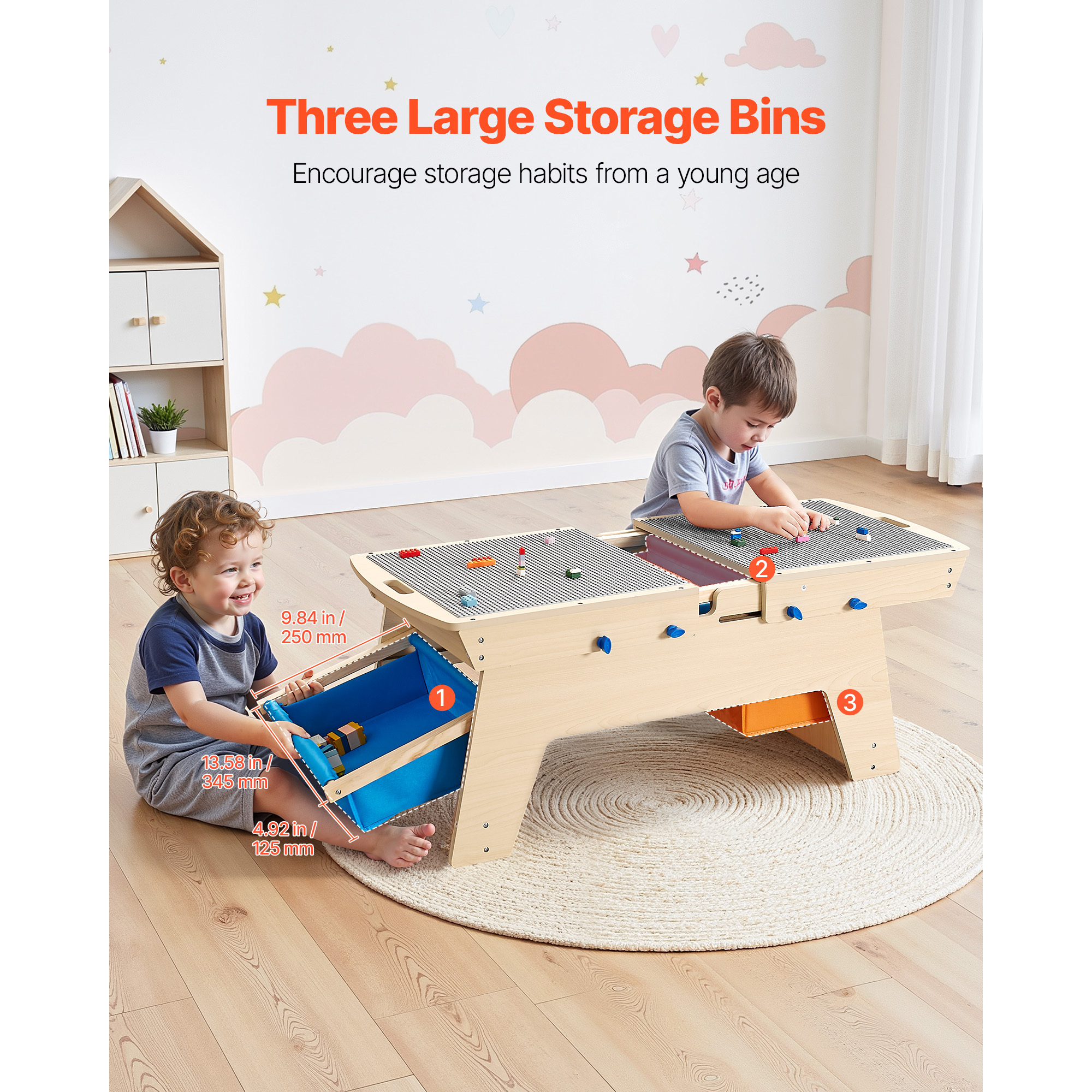VEVOR Kids Wooden Activity Table 32*24*20inch / 36*19*15inch Multi-Purpose Activity Play Table with Storage