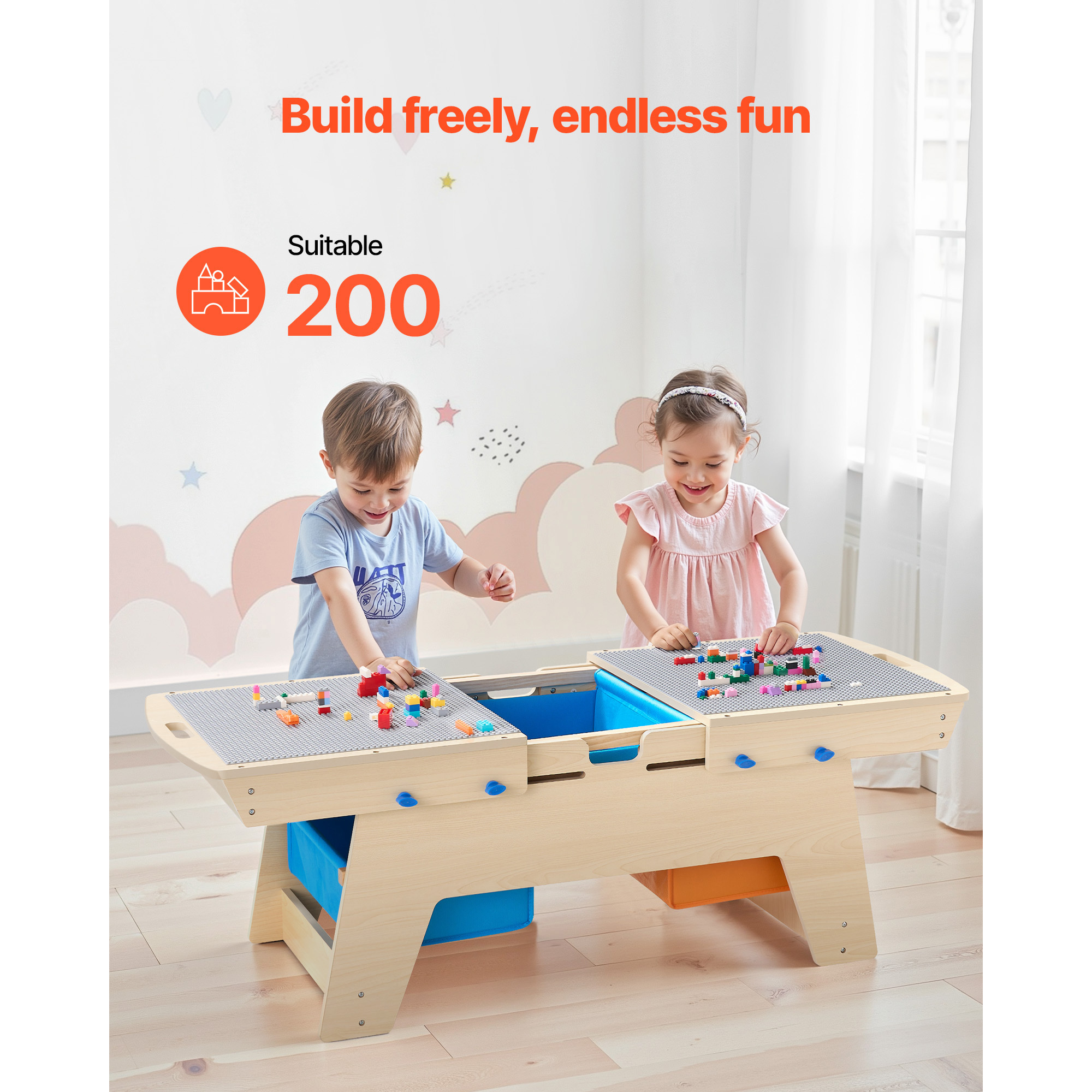 VEVOR Kids Wooden Activity Table 32*24*20inch / 36*19*15inch Multi-Purpose Activity Play Table with Storage