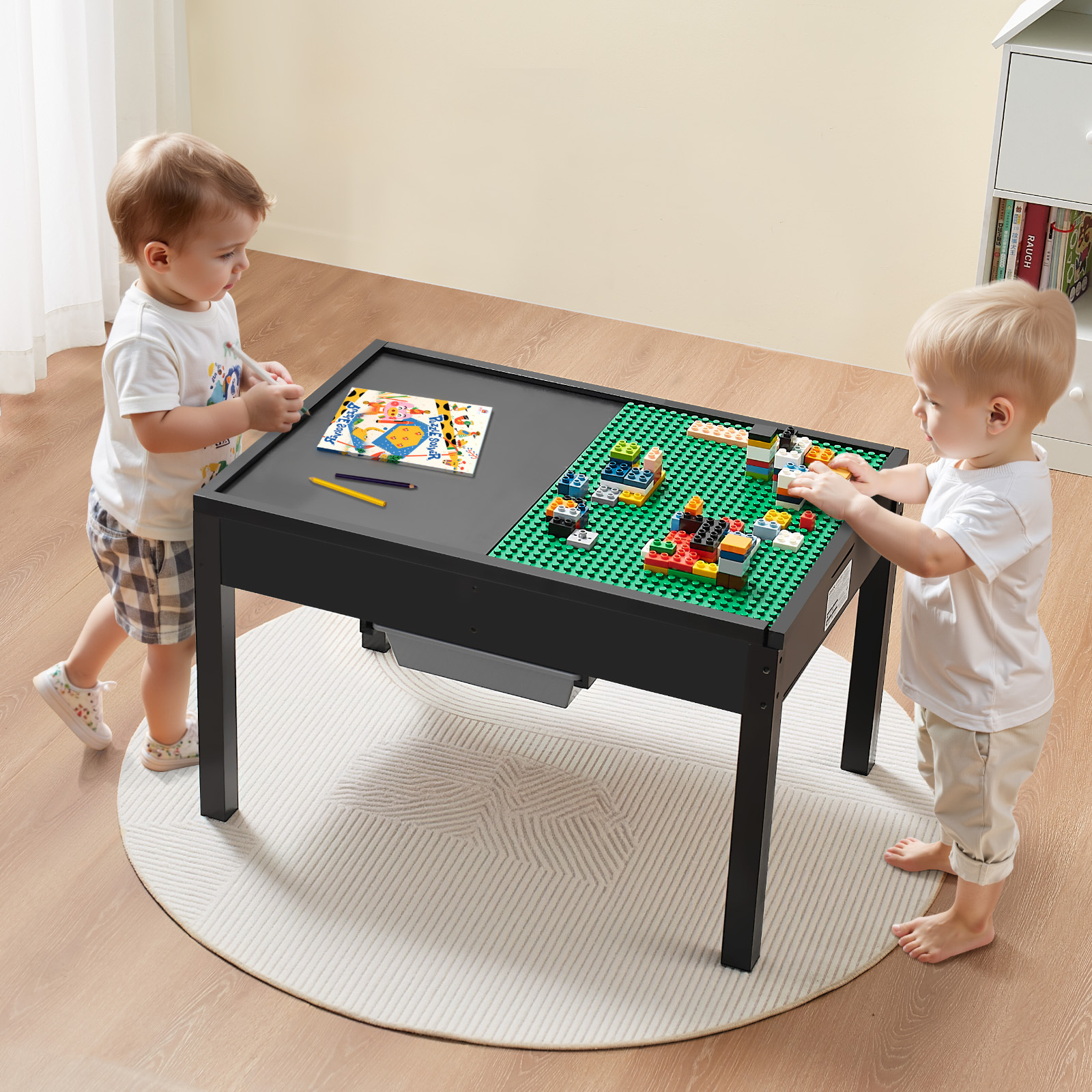 VEVOR Kids Wooden Activity Table 32*24*20inch / 36*19*15inch Multi-Purpose Activity Play Table with Storage