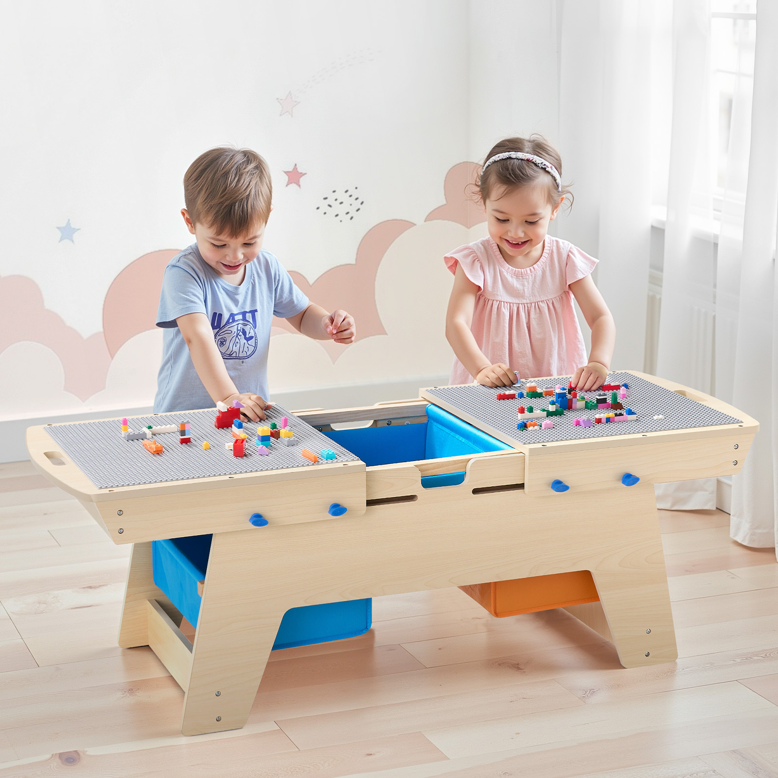 VEVOR Kids Wooden Activity Table 32*24*20inch / 36*19*15inch Multi-Purpose Activity Play Table with Storage