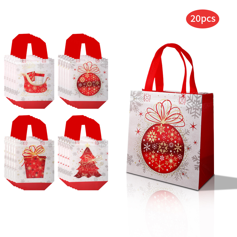 TEMU 20/40pcs, Christmas Gift Bags, Christmas Non-woven Reusable Gift Bags, Holiday Gift Packaging Bags, Gift Decorations, Christmas Holiday Gifts,