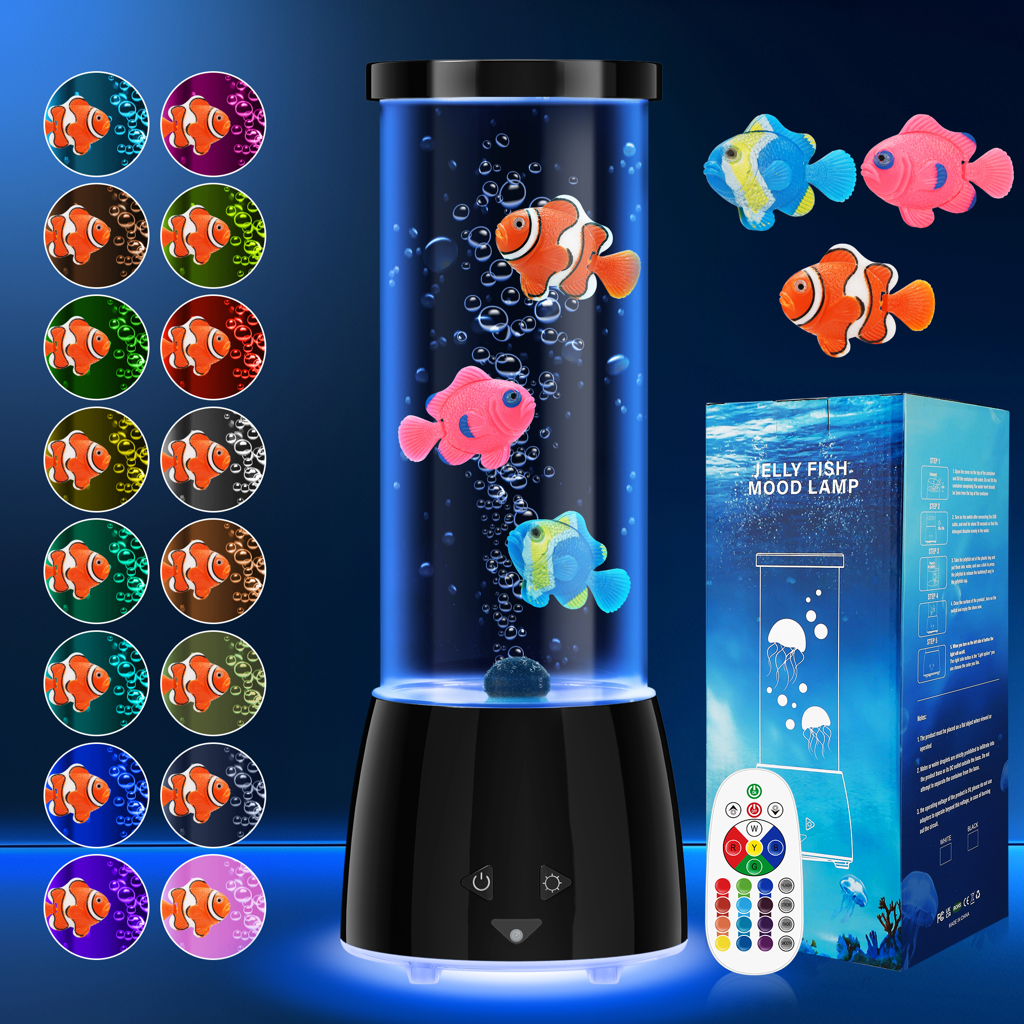 TEMU Bubble Fish Lamp, 16 Colors Light & 4 Lighting Effects Fake Aquarium Sensory Lamp, Artificial Fish Tank With Moving Fish For Home Decor, Ideal Gift For Adults