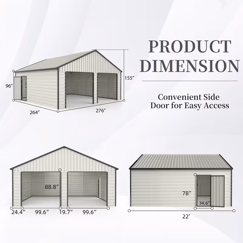 chery industrial 23x22 10x20 13x20 metal garage sheds with side door galvanized steel storage buildings Product details 14