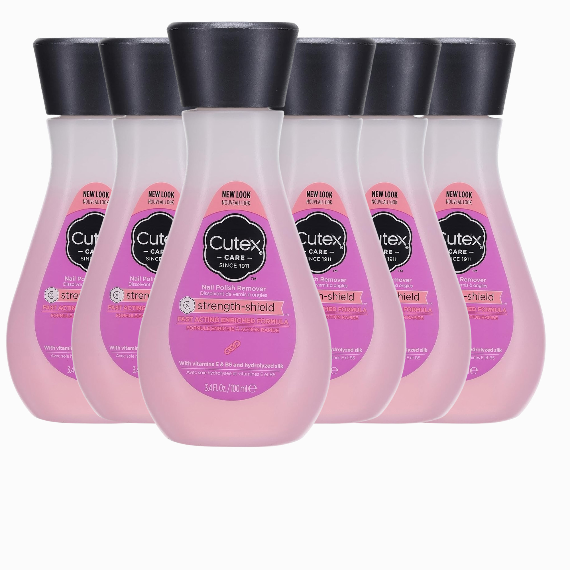 TEMU 6 Pack Cutex Nail Polish Remover Strength Shield Enriched Formula With Vitamin E And B5 And Hydrolyzed Silk, Non Drying, Removal, 3.4 Ounces