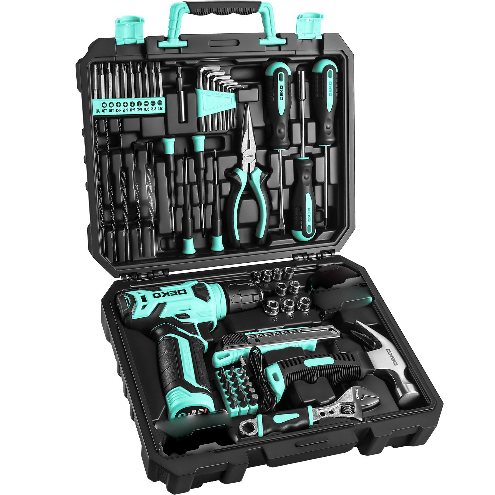 119PCS Power Tool Box Set With 8V Cordless Drill / Driver, Hammer, Wrench, Screwdriver and Utility Knife | All in One Hand Tools kit | Household Tool Set | Electric Drill Tool Kit | for Garden, DIY, Home Repairs | Gifts For Men / Women | Christmas Gift 13 119PCS Power Tool Box Set With 8V Cordless Drill / Driver, Hammer, Wrench, Screwdriver and Utility Knife | All in One Hand Tools kit | Household Tool Set | Electric Drill Tool Kit | for Garden, DIY, Home Repairs | Gifts For Men / Women | Christmas Gift - Image 13
