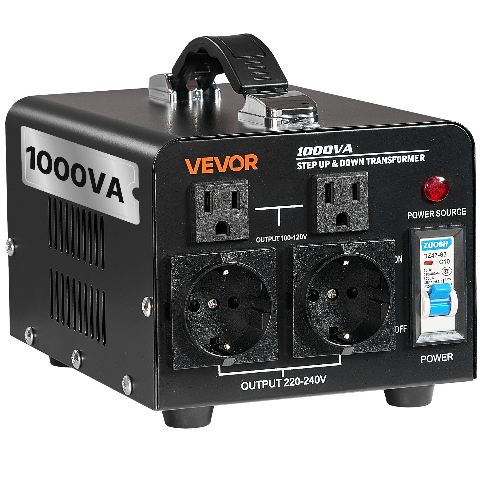 Vevor Voltage Converter Transformer 1000va / 1500va Step Up/down 110 To 220v/220 To 110v