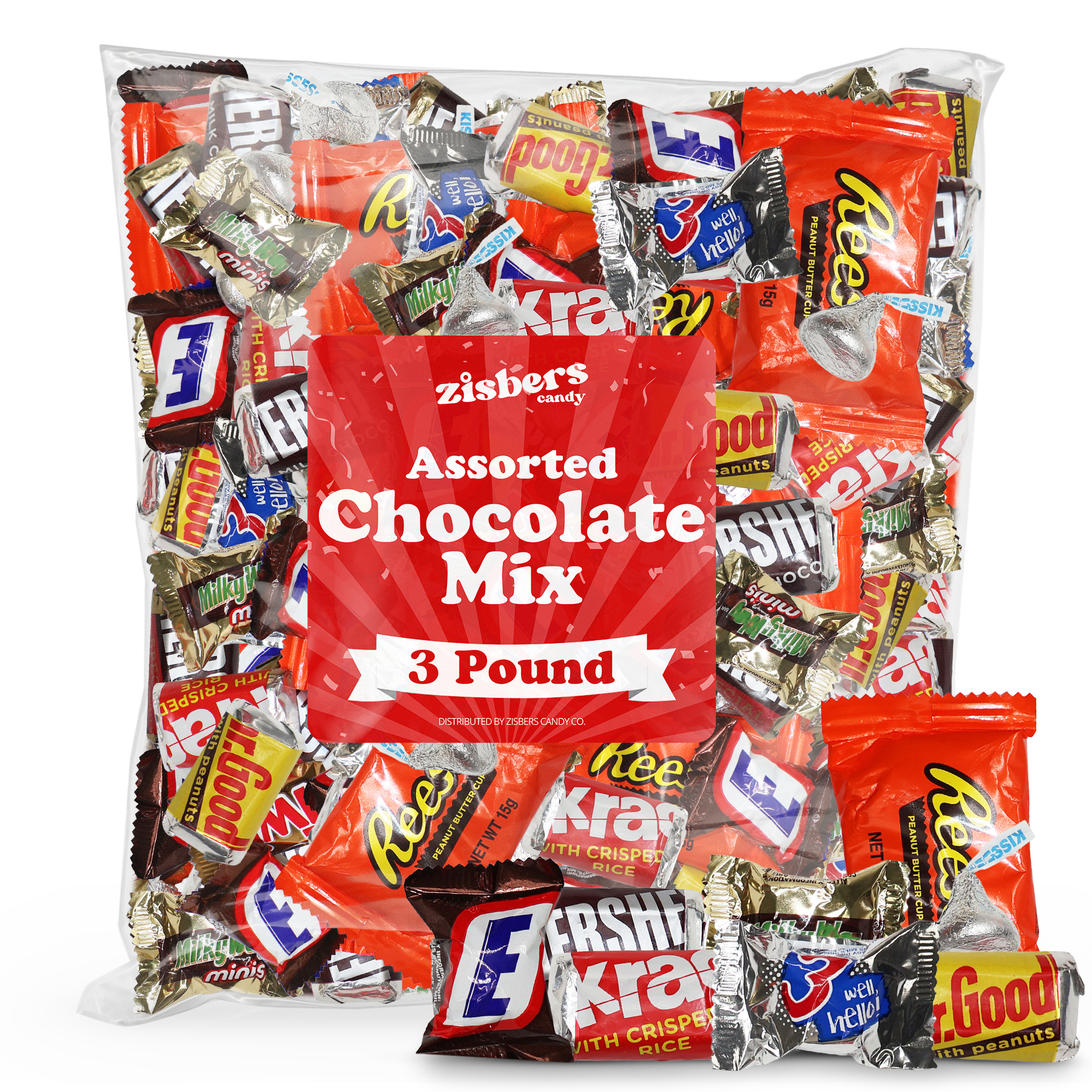 TEMU Assorted Chocolate Mix - 3 Pound Bulk Bag Of Individually Wrapped Chocolates - Perfect For Halloween Trick-or-treat, Candy Bowls, Parties,