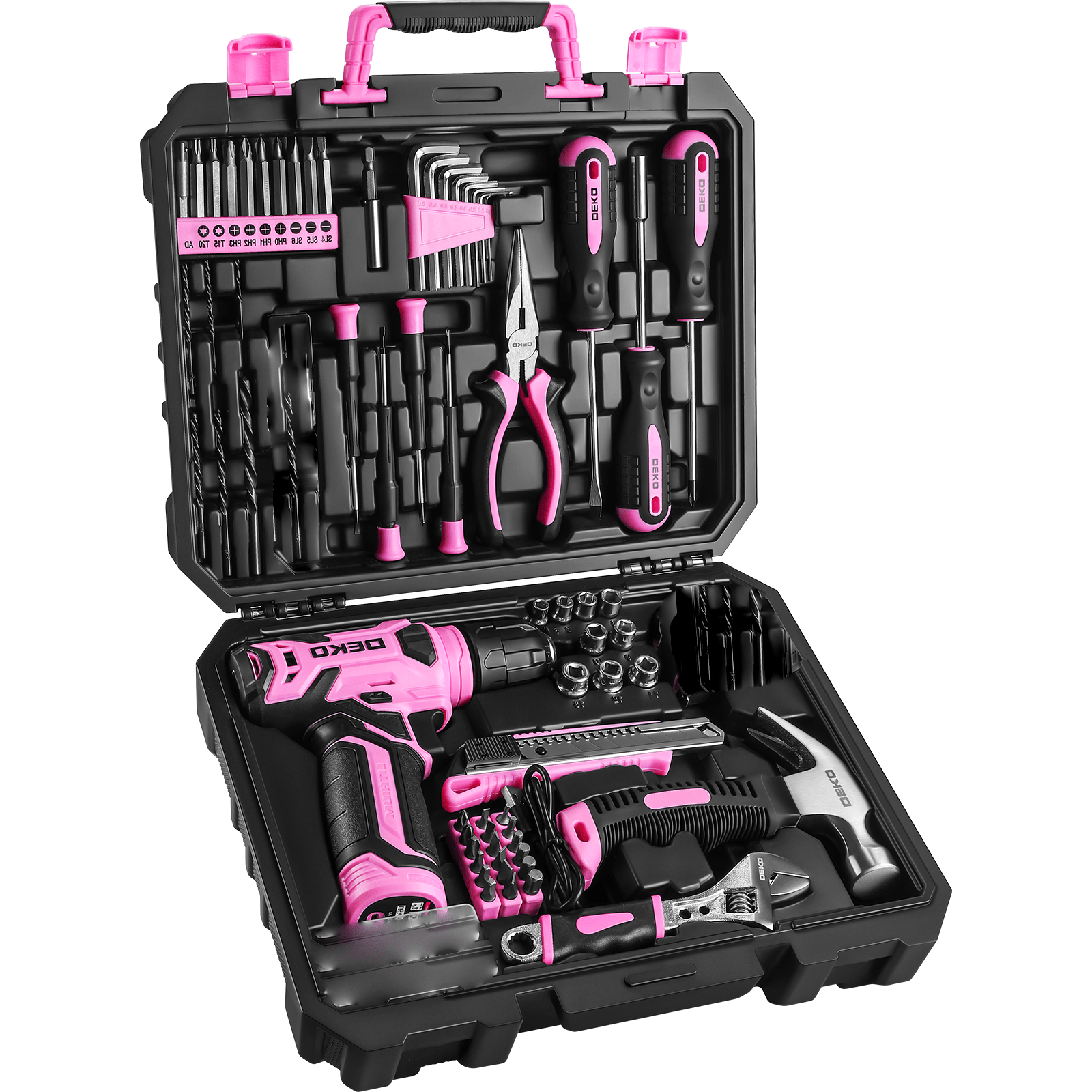 119PCS Power Tool Box Set With 8V Cordless Drill / Driver, Hammer, Wrench, Screwdriver and Utility Knife | All in One Hand Tools kit | Household Tool Set | Electric Drill Tool Kit | for Garden, DIY, Home Repairs | Gifts For Men / Women | Christmas Gift 3 119PCS Power Tool Box Set With 8V Cordless Drill / Driver, Hammer, Wrench, Screwdriver and Utility Knife | All in One Hand Tools kit | Household Tool Set | Electric Drill Tool Kit | for Garden, DIY, Home Repairs | Gifts For Men / Women | Christmas Gift - Image 3