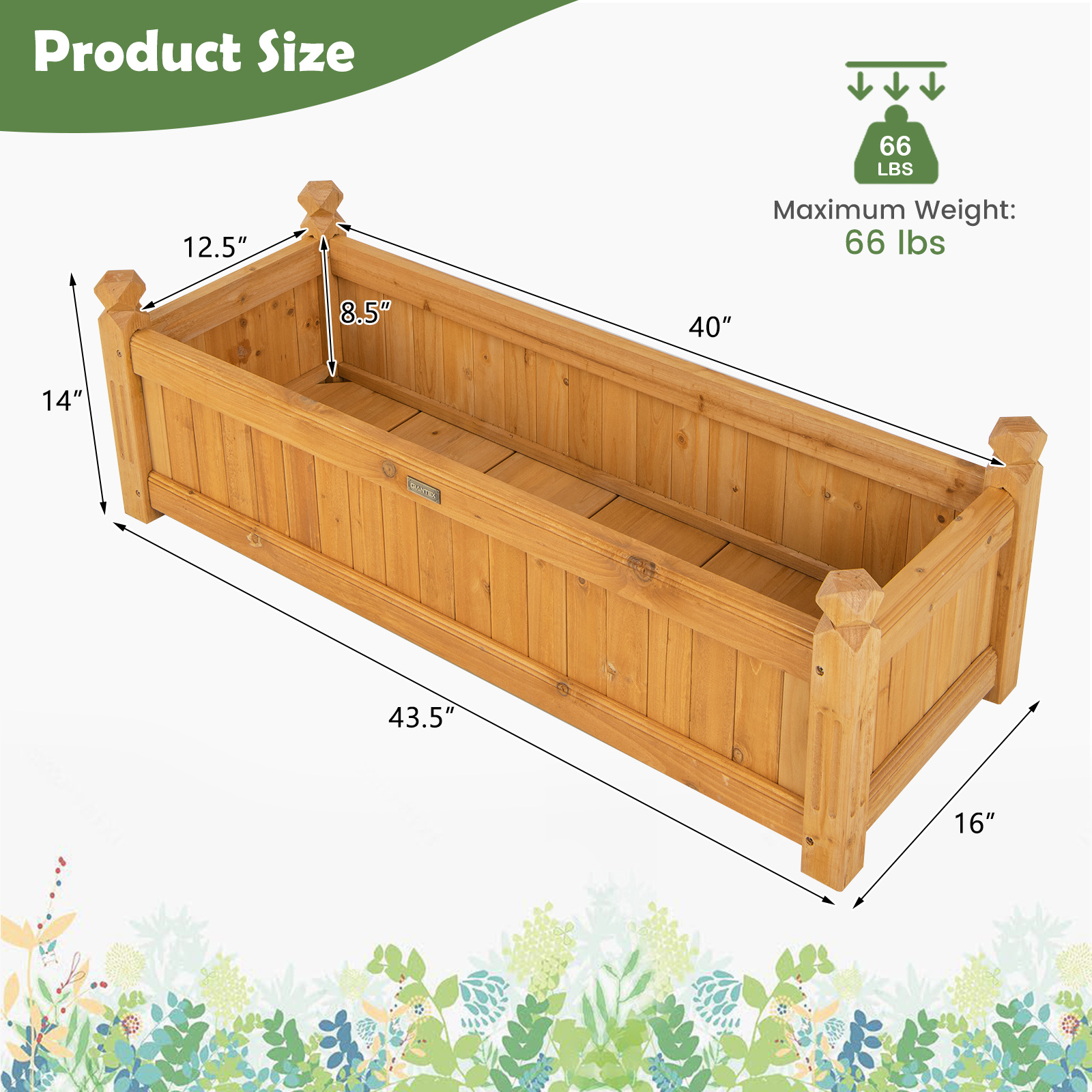   elevated flower bed planter with   gallon capacity fir wood with stylish design and   drainage system for healthy plants