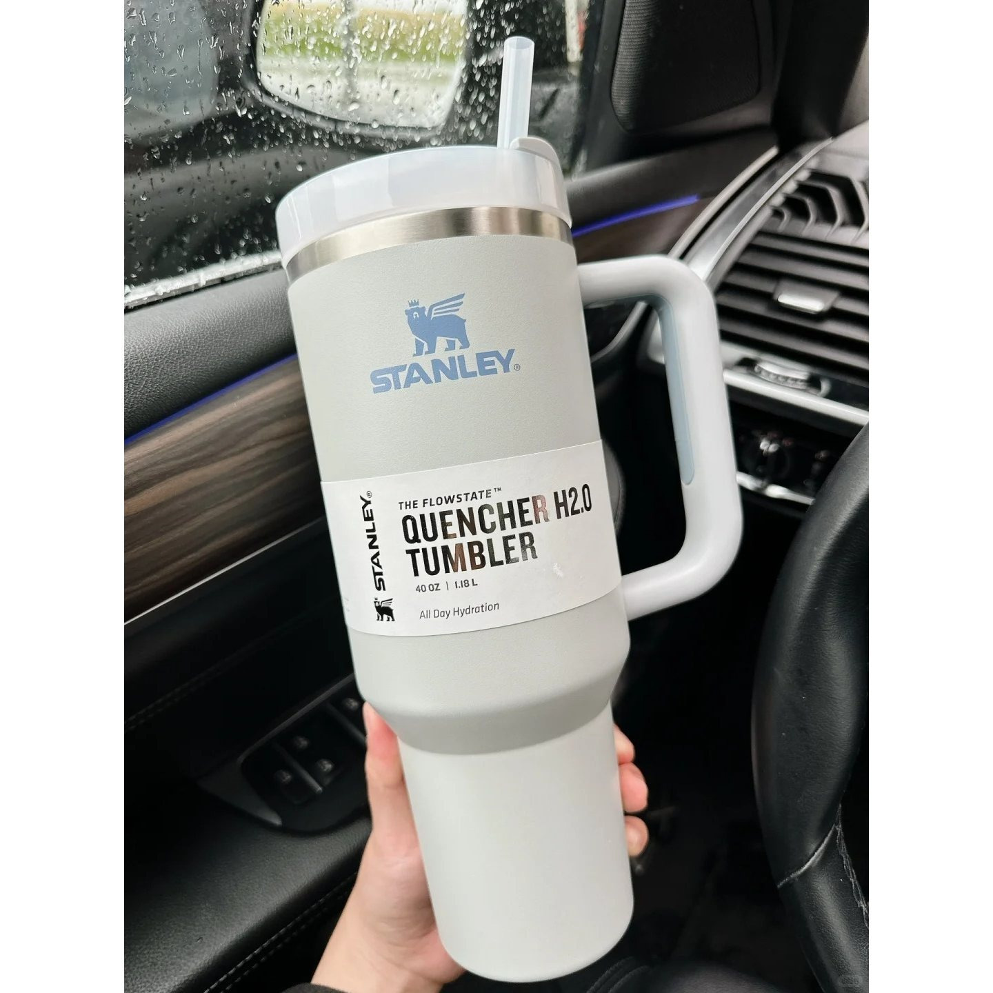 STANLEY Quencher H2.0 Tumbler with Handle and Straw 40 oz | Flowstate 3-Position Lid | Cup Holder Compatible for Travel | Insulated Stainless Steel Cup | BPA-Free | Gray blue