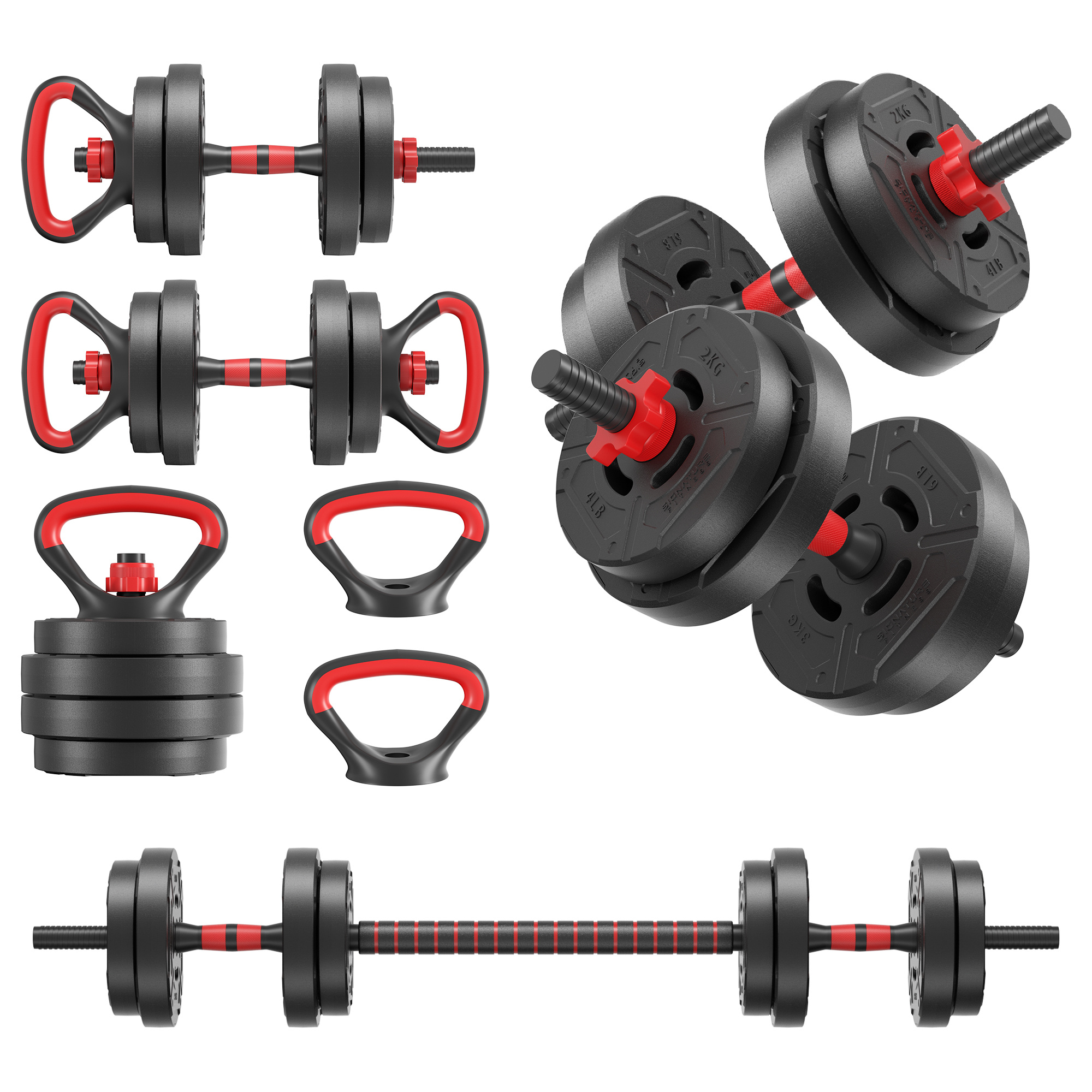 TEMU Adjustable Sand-filled Weight Set, 2-in-1 & Options, 60lb & 40lb Adjustable Dumbbell/barbell/kettlebell, 4 Complete Sets For Home Gym Strength Training