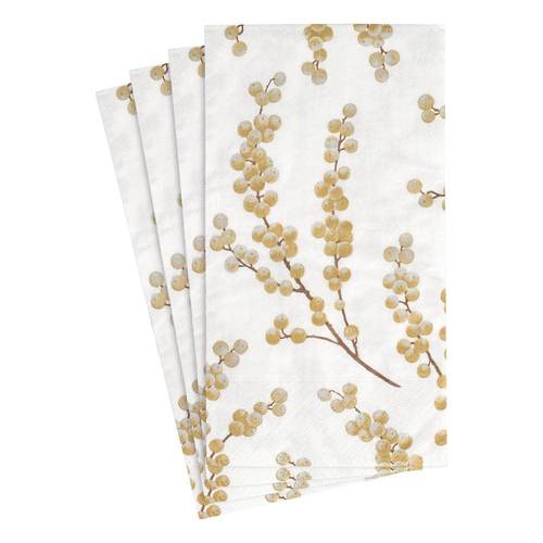 disposable folded bathroom hand towel berry branches paper guest towels white and gold pack of 15 5724g