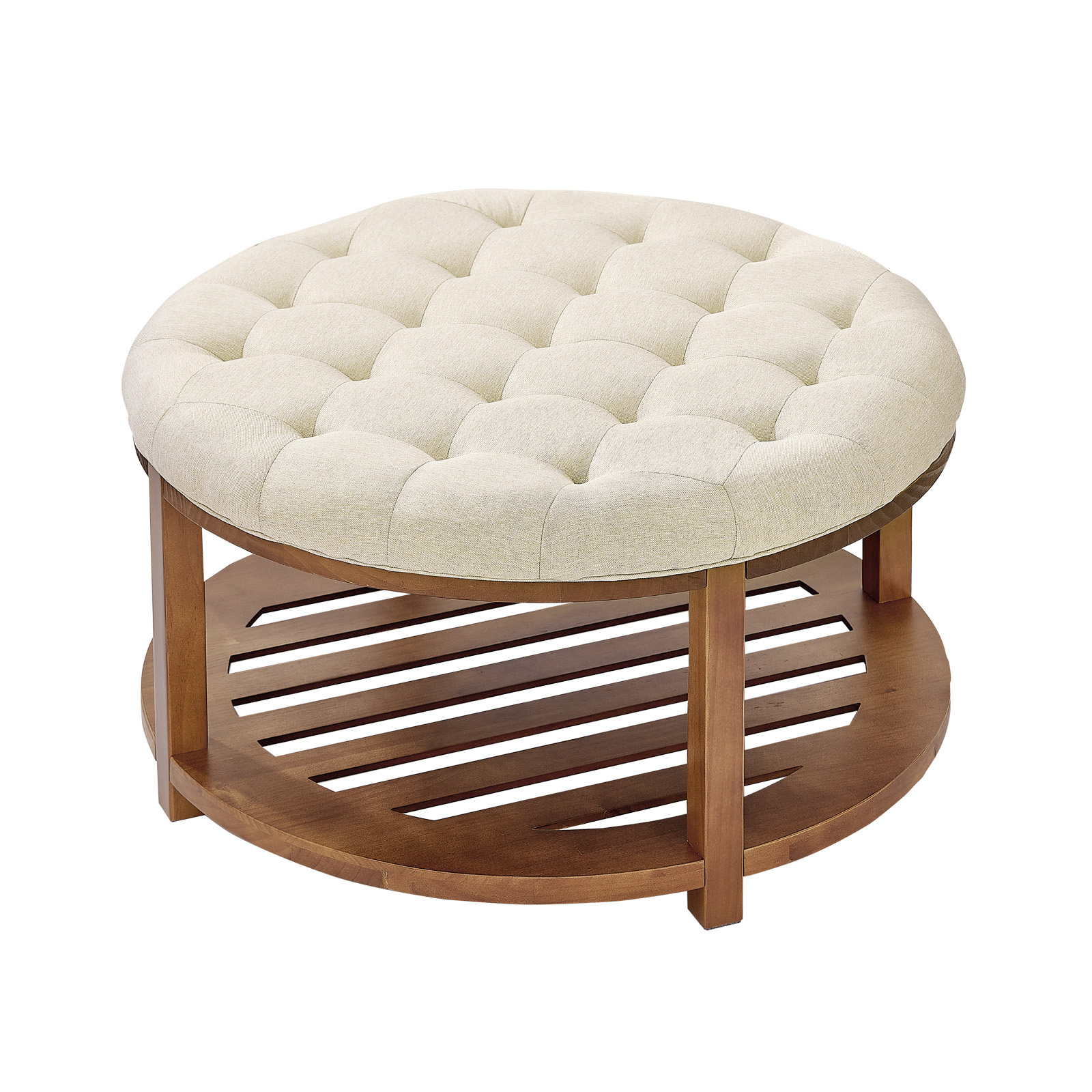 VEVOR Large Round/Square Ottoman Coffee Table 31.9 Inch Upholstered Tufted Linen/Dark gray Ottoman