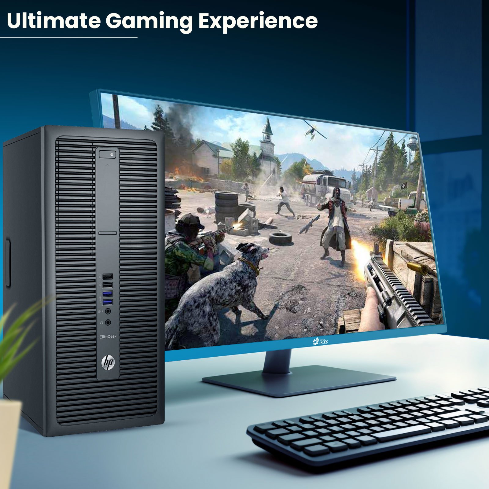 HP EliteDesk 800 G1 Tower | Gaming Desktop Computer PC | Intel Core i5-4570 4th Gen Quad-Core Processor up to 3.60GHz | DDR3 RAM | Solid State Drive SSD | WiFi | NVIDIA Graphics | LED Monitor Screen | Gaming Keyboard & Mouse | Windows 11 Pro (Renewed)