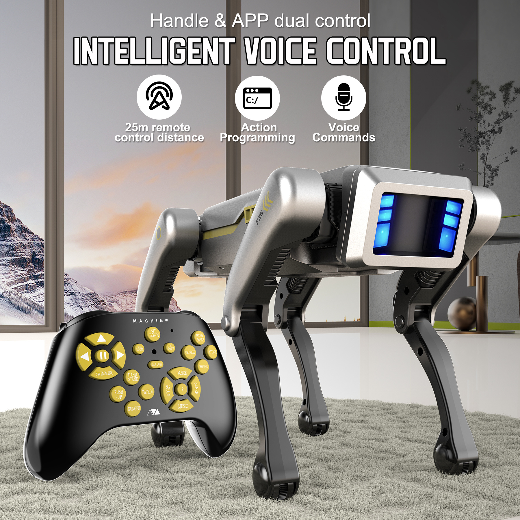AI Smart Robot Dog – Voice, App & Remote Control, Dances, Does Kung Fu, Programmable, STEM Toy For Kids & Adults