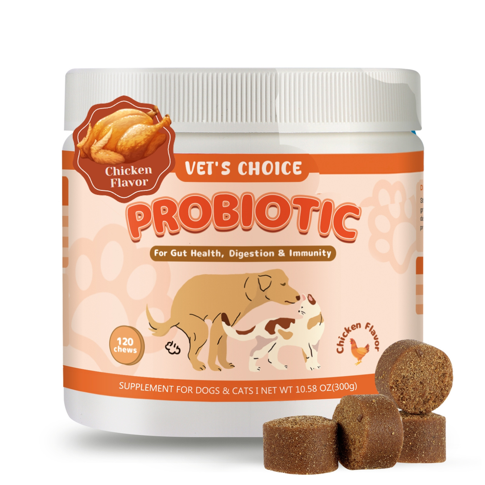 TEMU Vet&rsquo; Probiotics For , 6 Pet Probiotic And Digestive Function, Boost & Reduce Allergies, 120 Chews