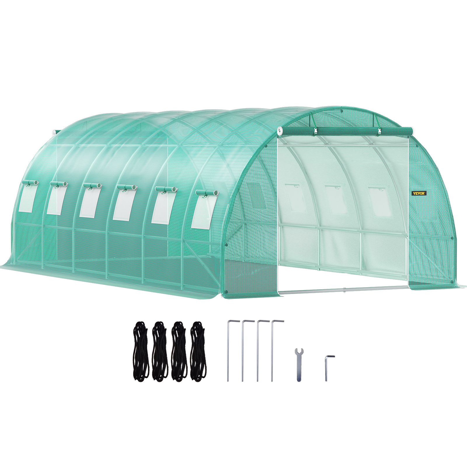 TEMU Vevor Walk-in Tunnel Greenhouse, 609.6 X 304.8 X 213.4 Cm Portable Plant W/ Galvanized Steel Hoops, 3 Top Beams, 4 Diagonal Poles, 2 Zippered