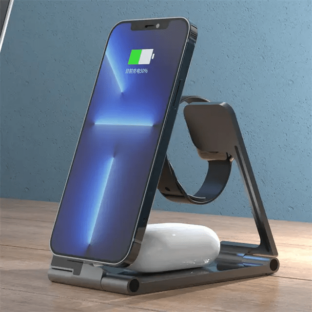4 in 1 15w wireless charging pad, fast charging wireless charger mobile phone watch headphone wireless charging station multiple devices, wireless phone charger type c black Product details 3