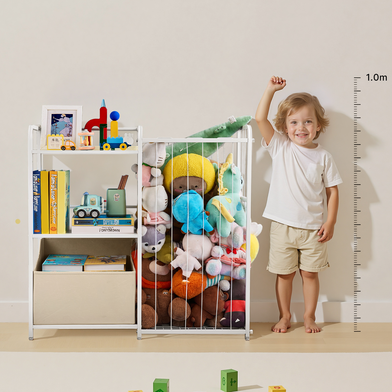 VEVOR Stuffed Animal Storage Toy Storage Organizer 2-Tier Bookshelf 4 Cubbies White